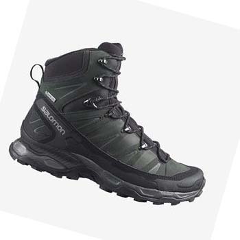 Salomon X ULTRA TREK GORE-TEX Túracipő Férfi Szürke Fekete Zöld | HU 2050AHK